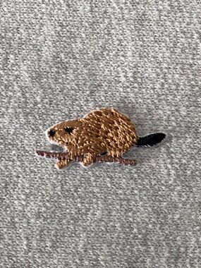 1 Embroidered Tiny Beaver Iron-on Patch 2.7cm x 1.3cm